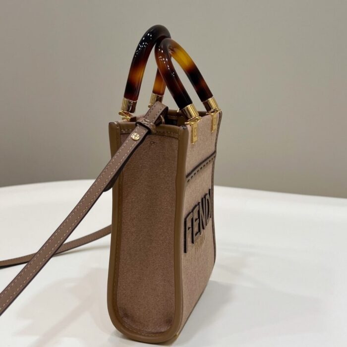 Fendi Sunshine Mini Bag Brown Flannel 18cm - Image 3