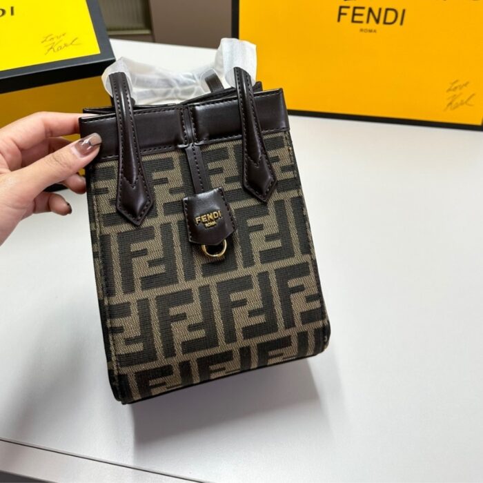 Fendi Origami Mini Bag Brown 19cm 8BS083AFPMF1GL7 - Image 4