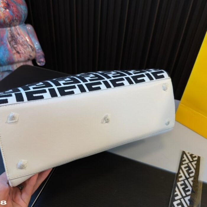Fendi Peekaboo Bag FF Logo Black And White 40cm - Image 5