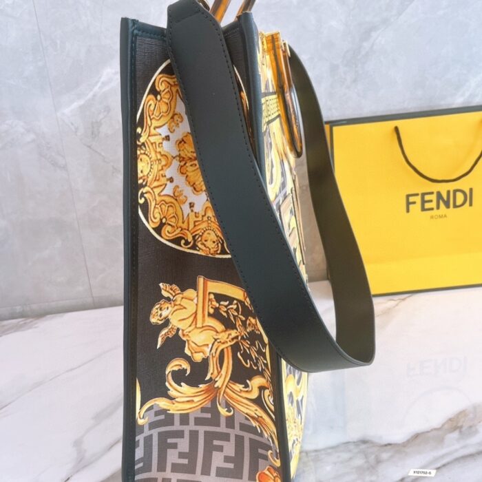 Fendi X Versace Fendace Sunshine Tote Gold Baroque & Ff Motif  35cm - Image 5