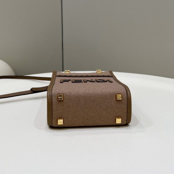 Fendi Sunshine Mini Bag Brown Flannel 18cm - Image 4