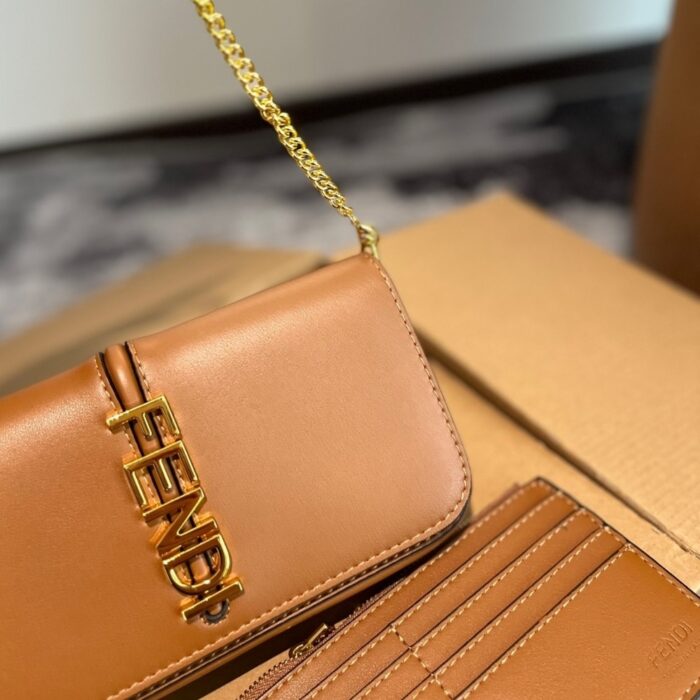 Fendi Fendigraphy Wallet On Chain Brown 21cm 8BS076A5DYF1C6J - Image 6