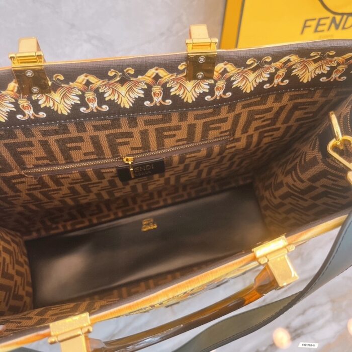 Fendi X Versace Fendace Sunshine Tote Gold Baroque & Ff Motif  35cm - Image 6
