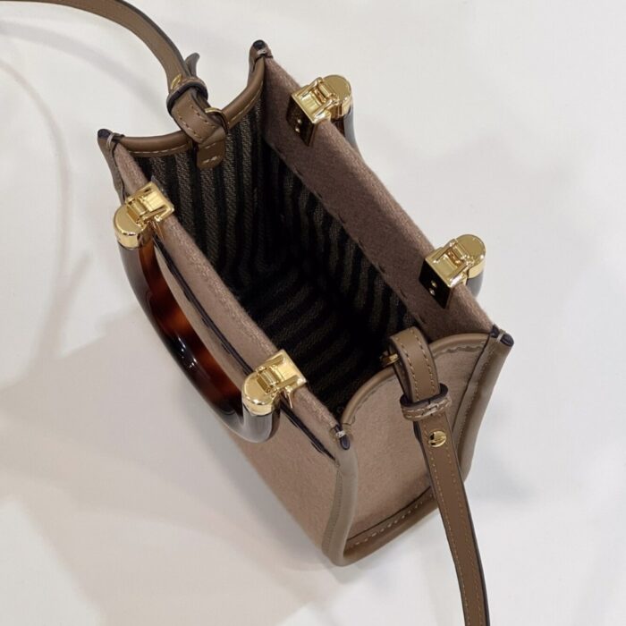 Fendi Sunshine Mini Bag Brown Flannel 18cm - Image 5