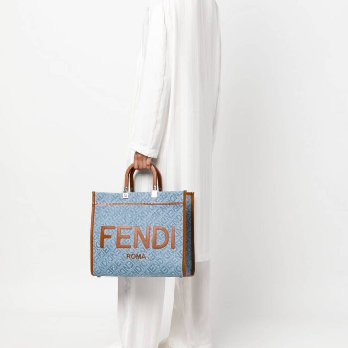 Fendi Sunshine Medium Bag Blue 35cm 8BH386AP4X - Image 7