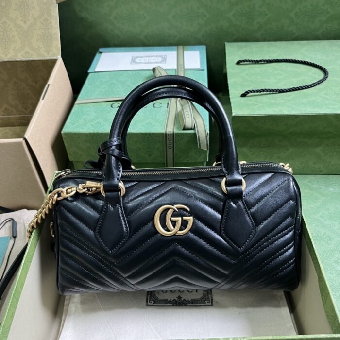 Gucci Marmont Small Top Handle Bag Black 27 cm 746319 AABZB 1000 - Image 2