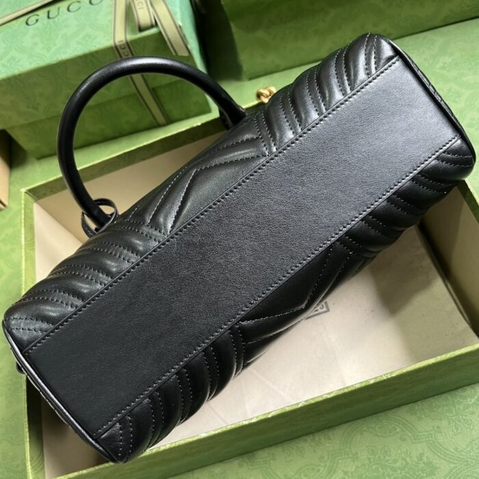 Gucci Marmont Small Top Handle Bag Black 27 cm 746319 AABZB 1000 - Image 4