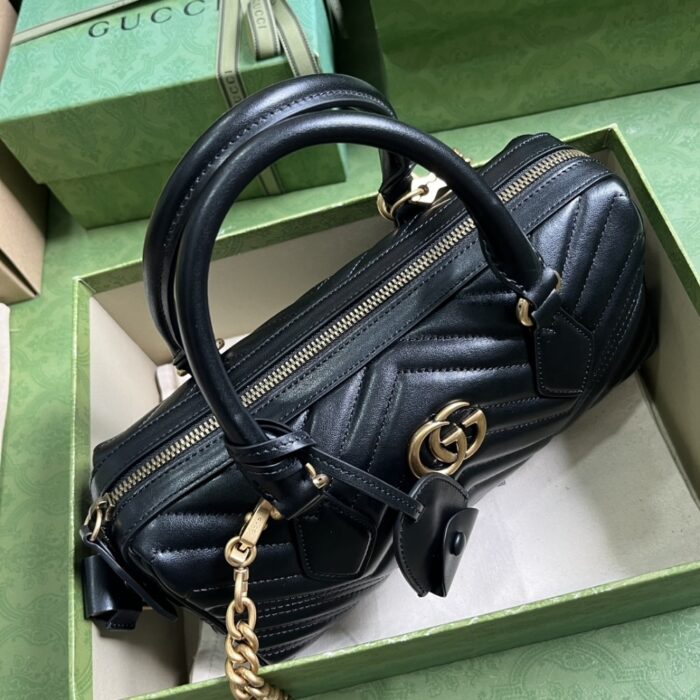 Gucci Marmont Small Top Handle Bag Black 27 cm 746319 AABZB 1000 - Image 7