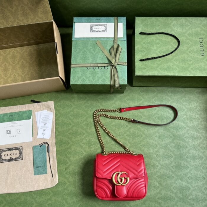 Gucci Marmont Mini Bag Red 18cm 739682 AABZC 6832 - Image 9