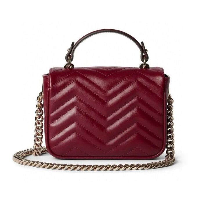 Gucci Gg Marmont Mini Top Handle Bag Rosso Ancora Red 17cm ‎811238 AAECK 6207 - Image 3