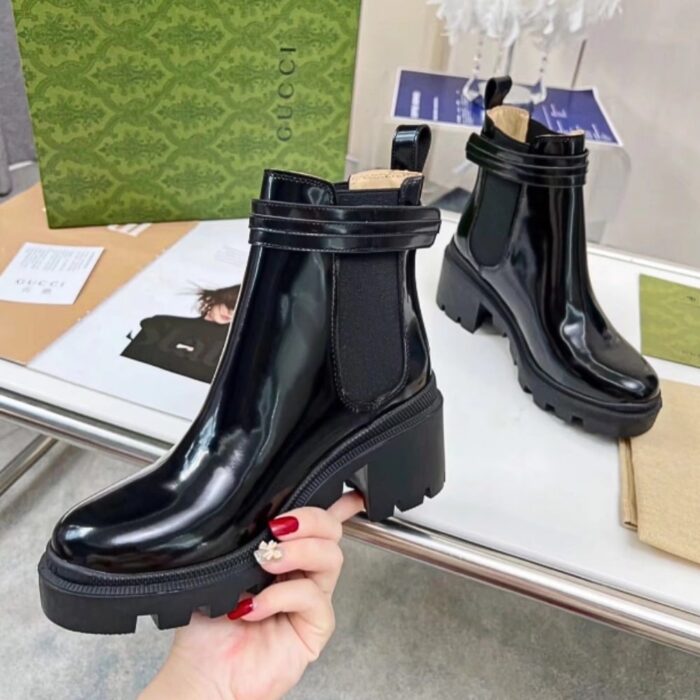 Gucci Trip Heeled Boots 730064 AABK6 1000 - Image 5