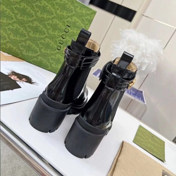 Gucci Trip Heeled Boots 730064 AABK6 1000 - Image 6
