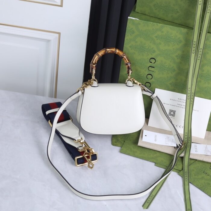 Gucci Bamboo 1947 Mini Bag White 17cm 686864 10ODT 8454 - Image 3