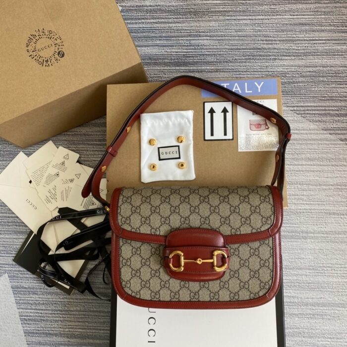 Gucci Horsebit 1955 Bag Beige Red 25cm 602204 92TCG 8561 - Image 2