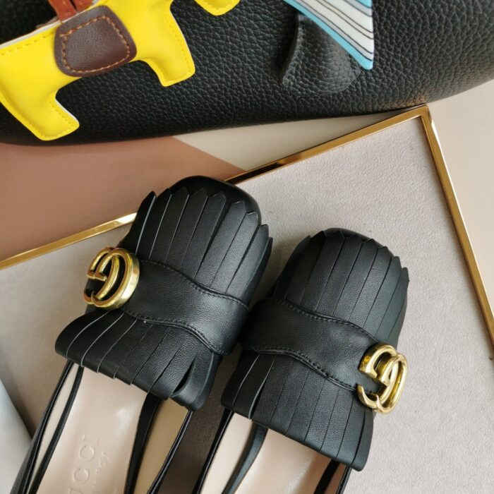Gucci Mid Heel Pump Leather Black 408208 C9D00 1000 - Image 4
