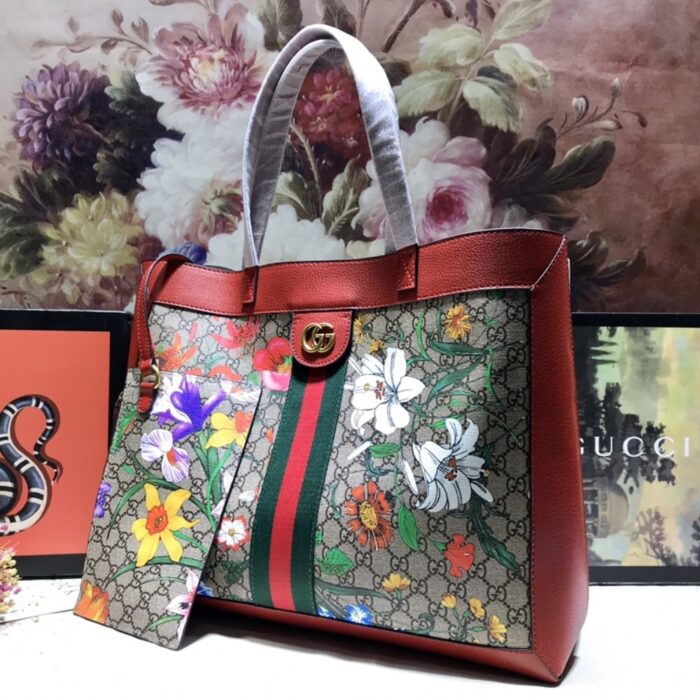 Alternative view of Gucci Ophidia GG Flora Medium Tote In Red 44cm