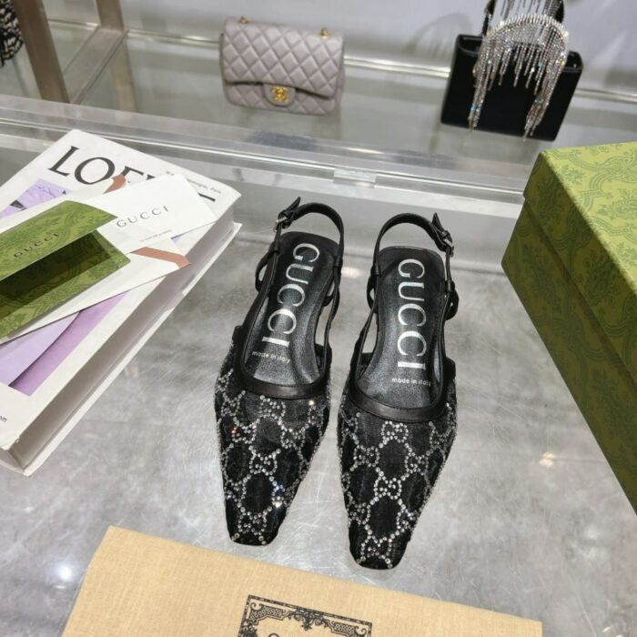 Gucci Demi Crystal GG Slingback Ballerina Flats - Image 2