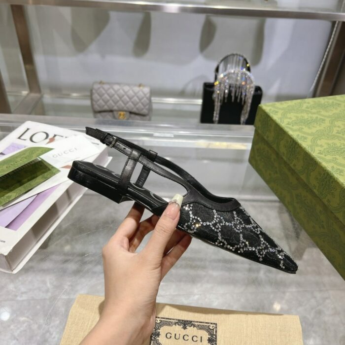 Gucci Demi Crystal GG Slingback Ballerina Flats - Image 3