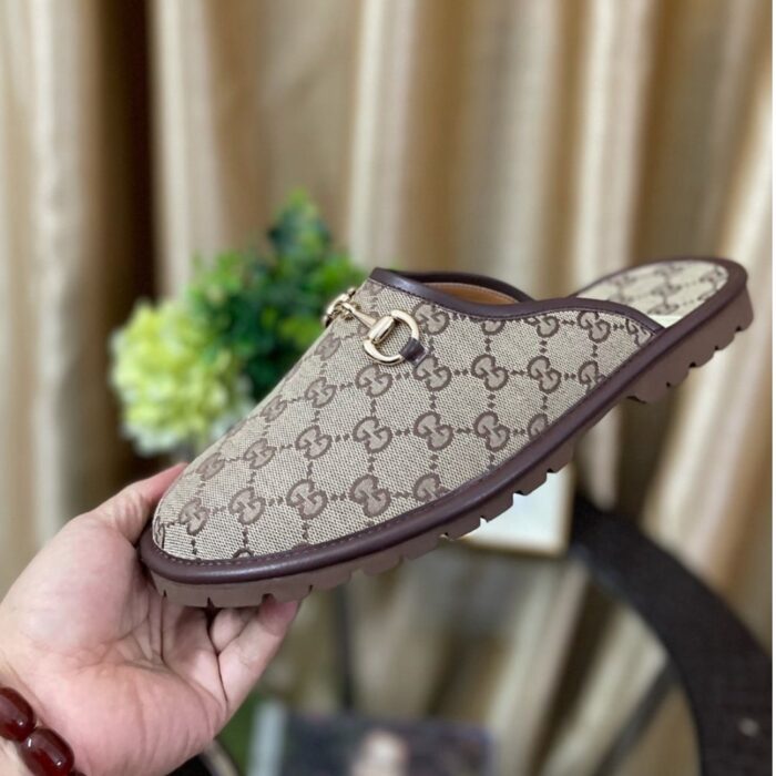 Gucci GG Slipper Horsebit Canvas Beige 655571 96G60 9762 - Image 6