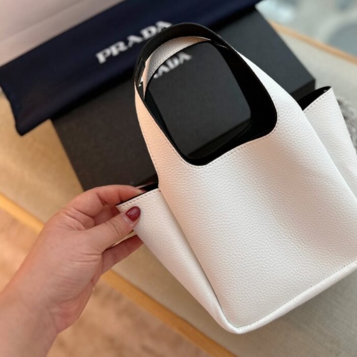 Prada Vittelo Daino Mini Tote Bag White 18Cm - Image 4