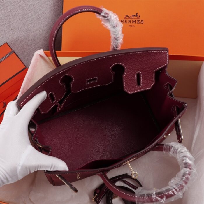 Hermes Birkin Togo Handbag Burgundy 25cm - Image 7