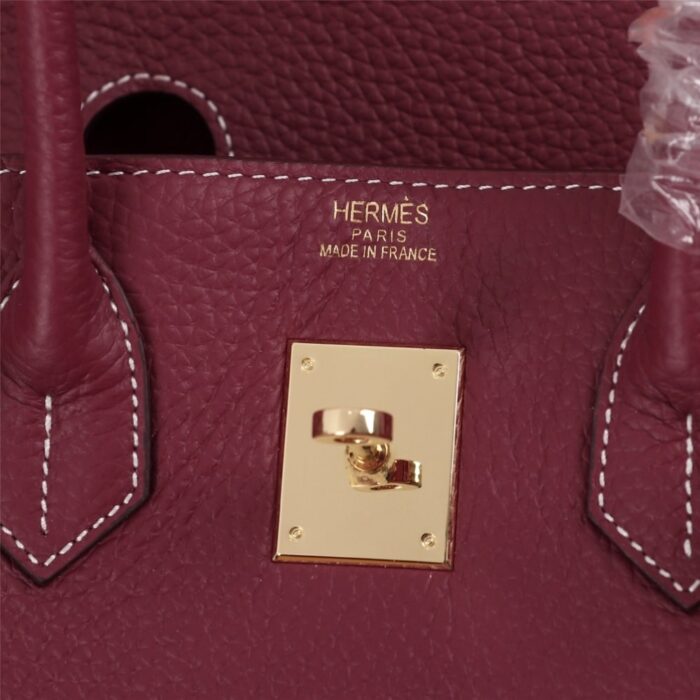 Hermes Birkin Togo Handbag Burgundy 25cm - Image 5