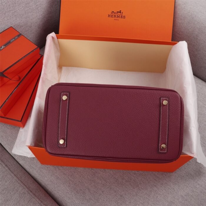 Hermes Birkin Togo Handbag Burgundy 25cm - Image 4