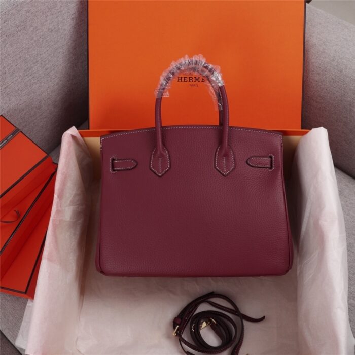 Hermes Birkin Togo Handbag Burgundy 25cm - Image 3