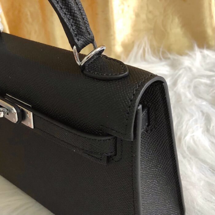 Hermes Kelly Mini Epsom Handbag Black 22cm - Image 6