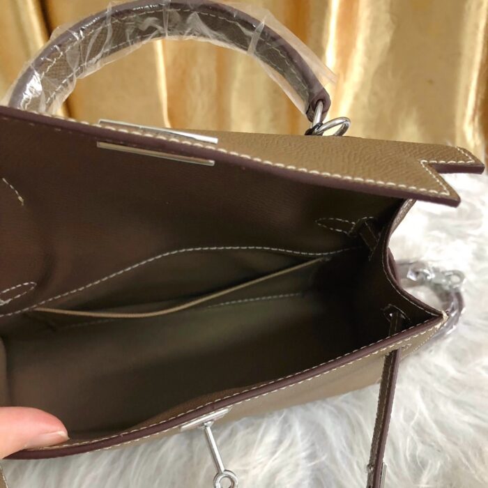 Hermes Kelly Mini Epsom Handbag Etoupe 22cm - Image 7