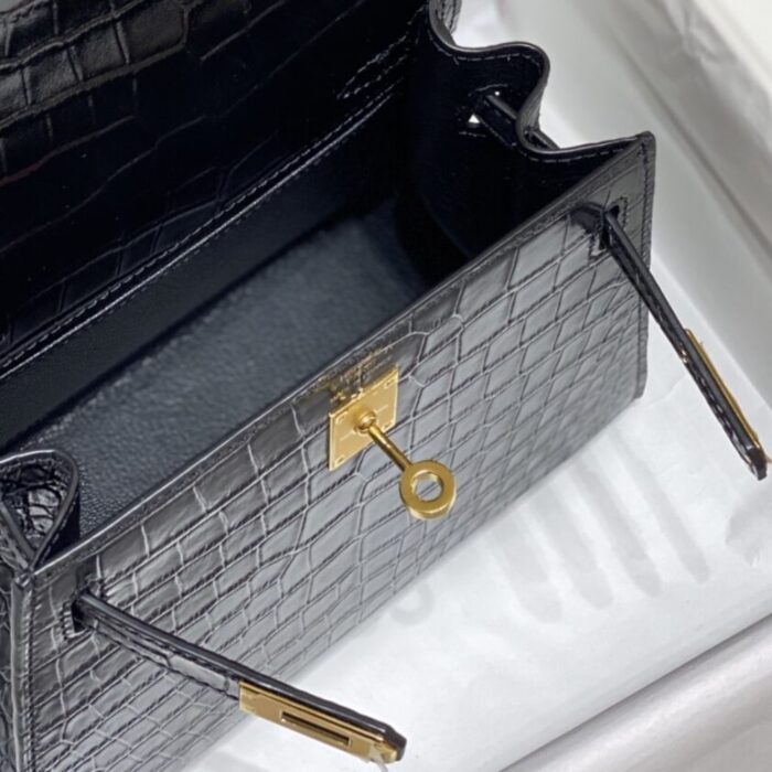 Hermes Mini Kelly K20 Gold Toned Hardware Black 20cm - Image 3