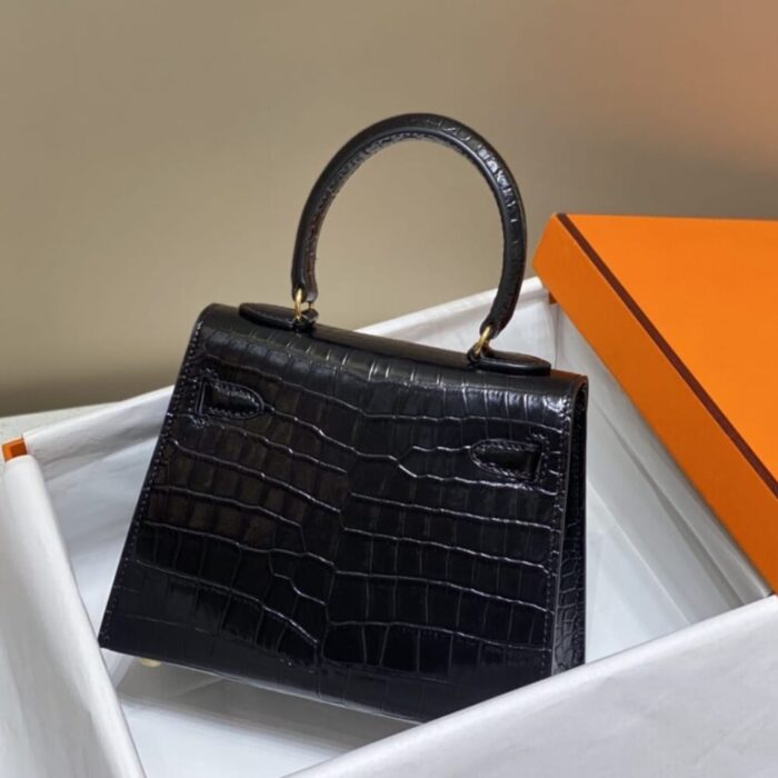 Hermes Mini Kelly K20 Gold Toned Hardware Black 20cm - Image 6