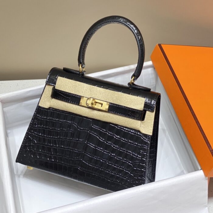 Hermes Mini Kelly K20 Gold Toned Hardware Black 20cm - Image 8