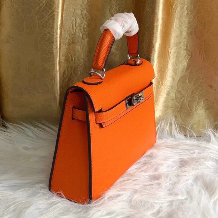 Hermes Kelly Mini Epsom Handbag Orange 22cm - Image 5