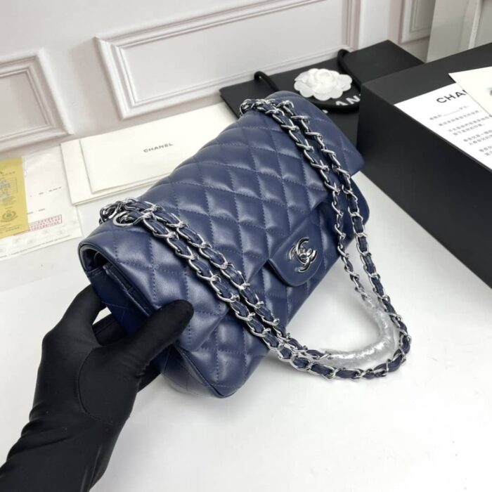 Chanel Classic Double Flap Bag Dark Blue 25cm - Image 2