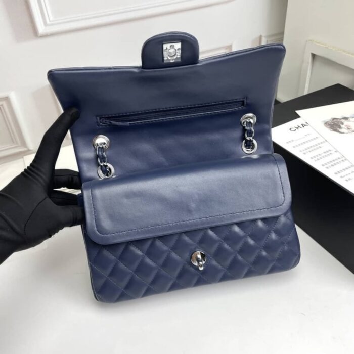 Chanel Classic Double Flap Bag Dark Blue 25cm - Image 3