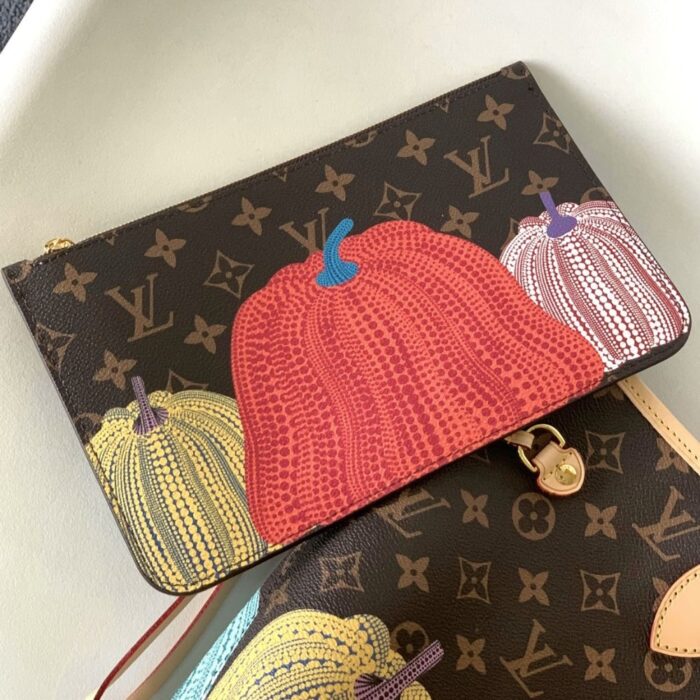 Louis Vuitton X YK Neverfull MM Monogram Kusama Pumpkin 31cm M46468 - Image 4