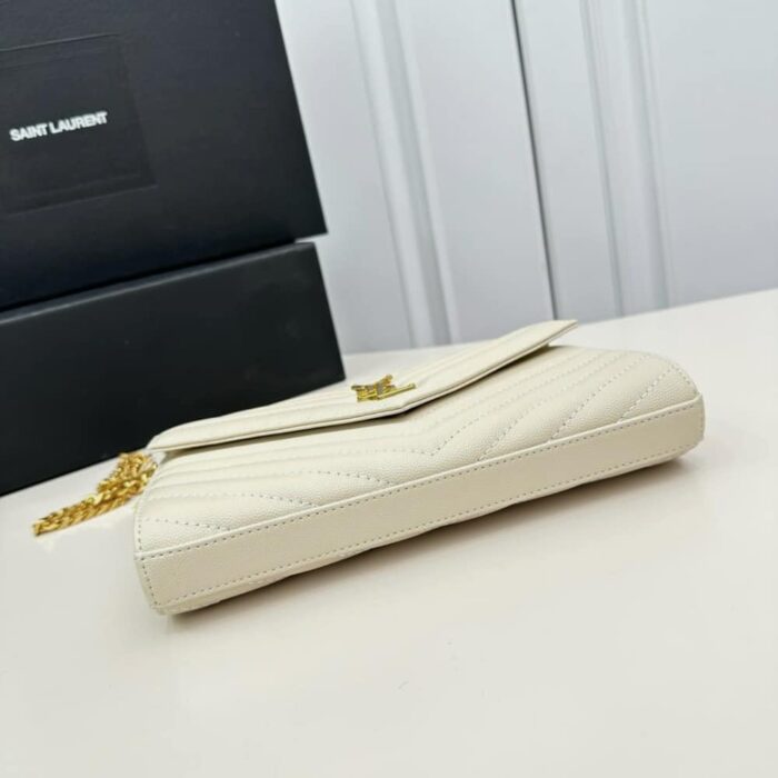 Saint Laurent Cassandre Envelope Chain Wallet White 24cm 377828BOW019207 - Image 5