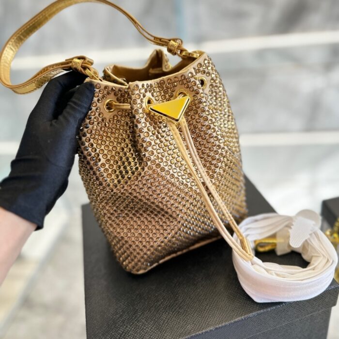 Prada Satin Mini Bag With Crystals Platinum 20Cm - Image 4