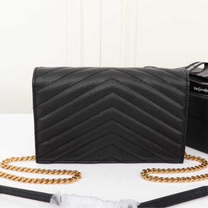 Saint Laurent Cassandre Envelope Chain Wallet Black 20cm - Image 7