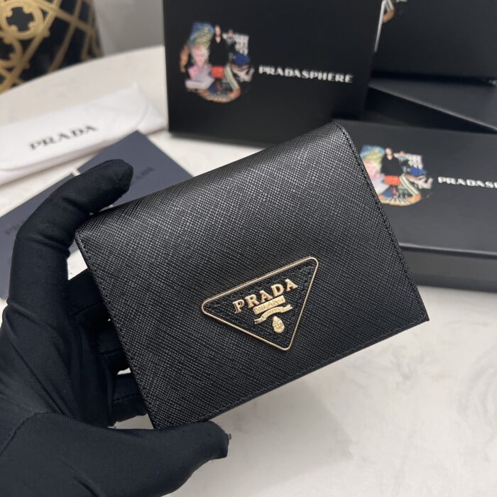 Prada Small Saffiano Leather Wallet Black 10cm 1MV021 QHH F0002 - Image 5