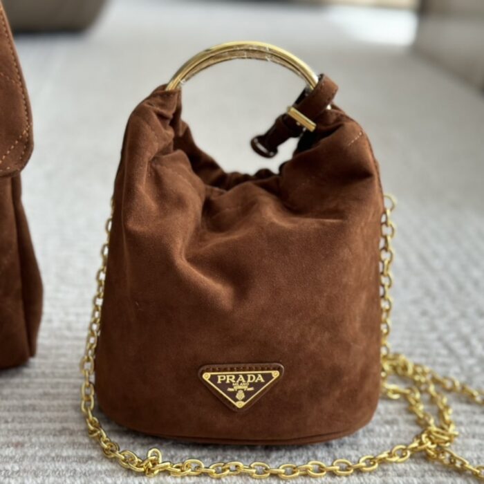 Prada Suede Mini Bag Cocoa Brown 19cm - Image 2