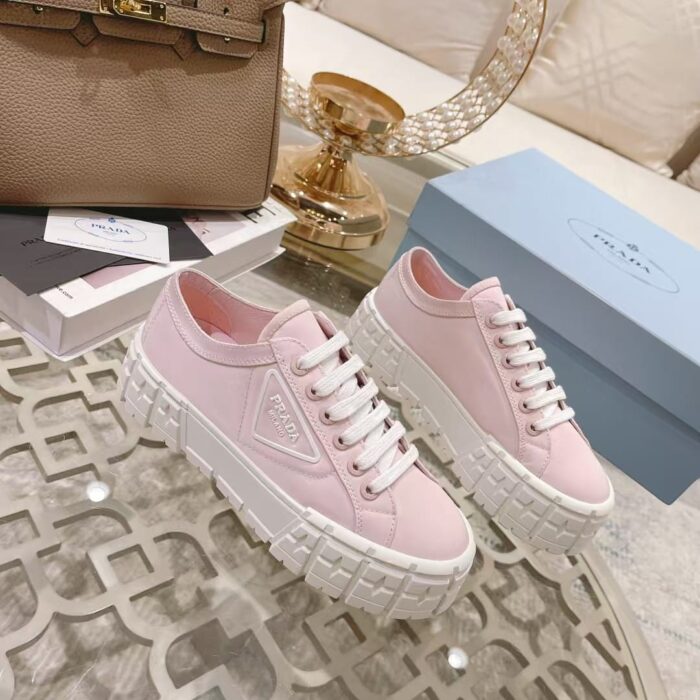 Prada Double Wheel Re Nylon Gabardine Sneakers Alabaster Pink 1E260M 3LFX F0E18 F 050 - Image 2