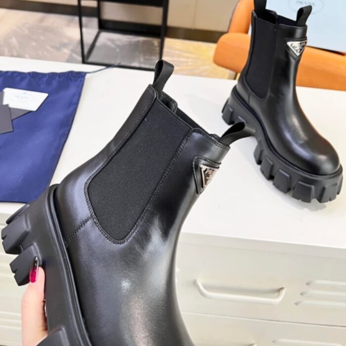 Prada Monolith Brushed Leather Booties 1T256NB4LF0002FB055 - Image 3