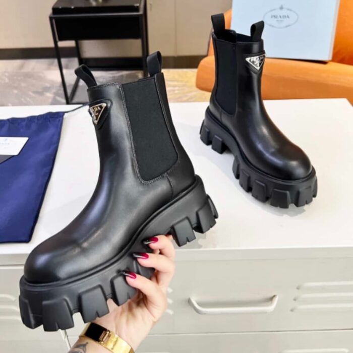 Prada Monolith Brushed Leather Booties 1T256NB4LF0002FB055 - Image 4