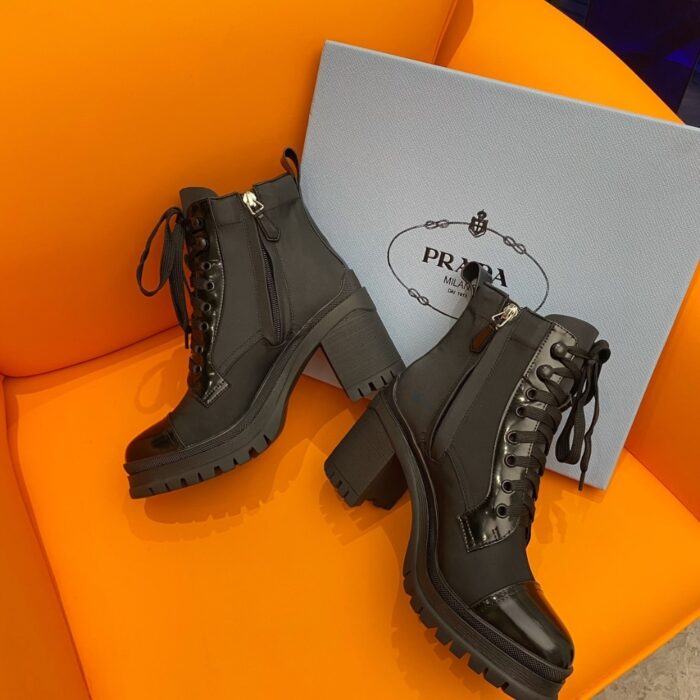 Prada Logo Plaque Ankle Boots Black - Image 4