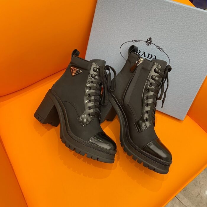 Prada Logo Plaque Ankle Boots Black - Image 5