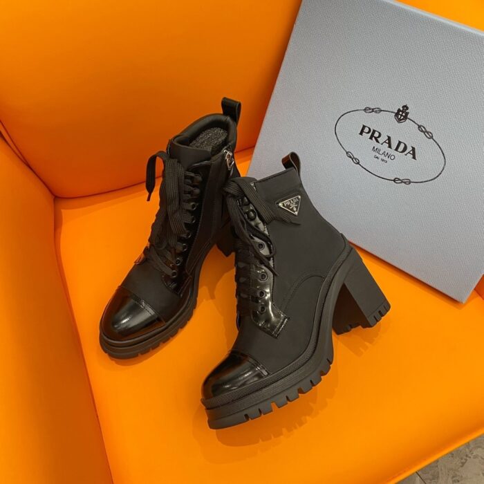 Prada Logo Plaque Ankle Boots Black - Image 6