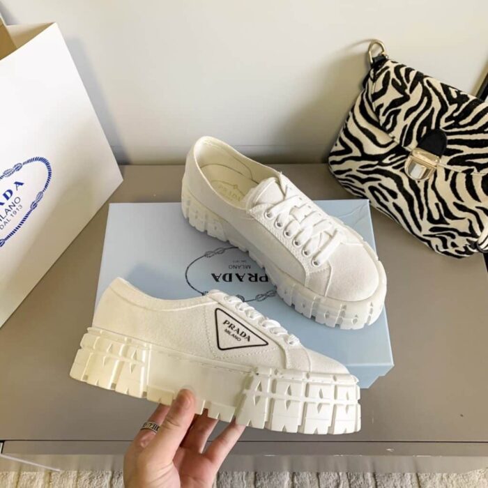 Prada Double Wheel Nylon Gabardine Sneaker White 1E260M3LFXF0009F050 - Image 7