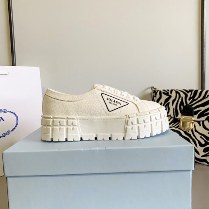 Prada Double Wheel Nylon Gabardine Sneaker White 1E260M3LFXF0009F050 - Image 6